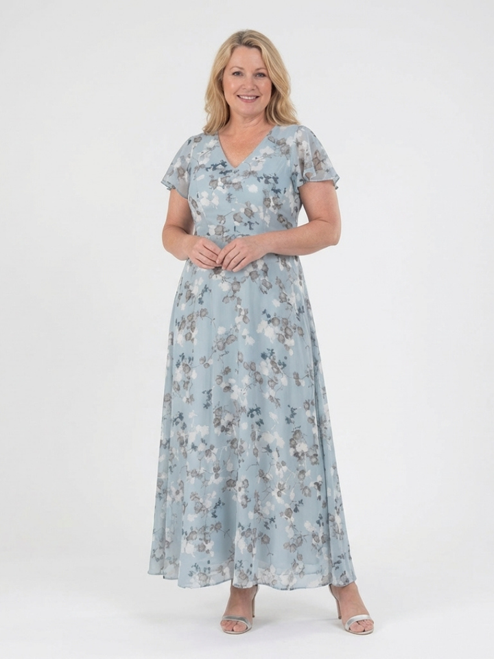 Ismérie – Robe longue fleurie en chiffon